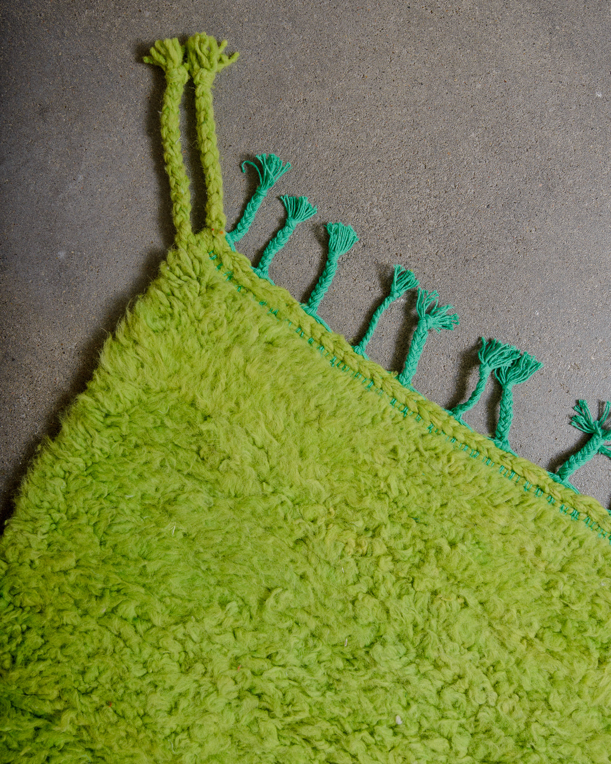 Modern, designer, handcrafted Berber rug from Morocco. Beniourain carpet with beautiful colours and patterns and fluffy wool texture.